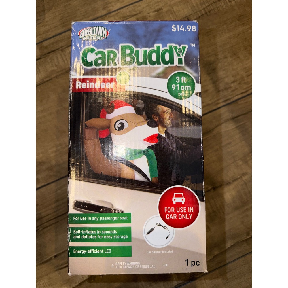 Gemmy Airblown Inflatable Car Buddy Reindeer 3ft LED Christmas Car Decoration
